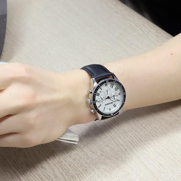 Relógio Masculino Geiger Diamante Multifunção Metal GE8058WS + Conjunto de Pulseira de Couro, relógios populares coreanos