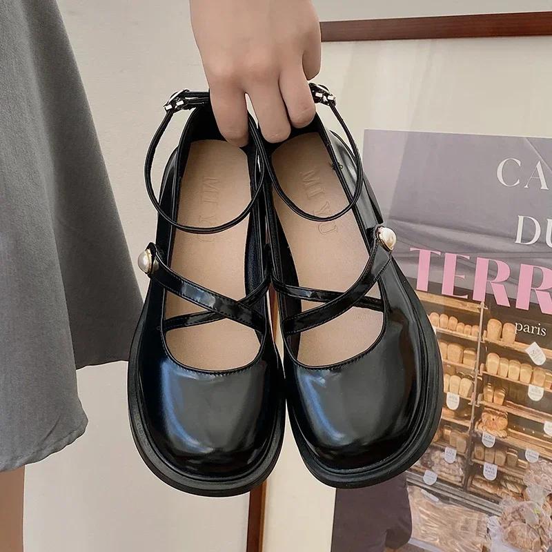 Retro Brown  Shoes Women Thick Heels Ankle Buckle Lolita Shoes Woman Uniform Pu Leather Student Shoes Female