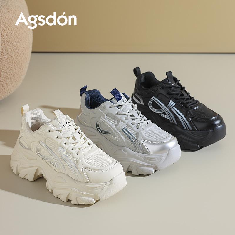 Ougushideng Women's 2025 Autumn Height-Boosting Thick-Soled Casual Sneakers