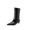 Fashion New Autumn Winter Split Leather Women Boot Mid-calf Boots for Women Pointed Toe Fashion Boot Handmade Black Boots Stiletto Heels
