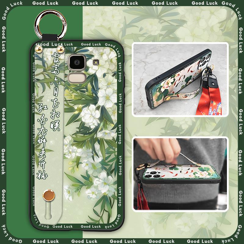 Wrist Strap Chinese Style Phone Case For Samsung Galaxy J6 2018/SM-J600F Anti-dust Kickstand Shockproof Fashion Durable