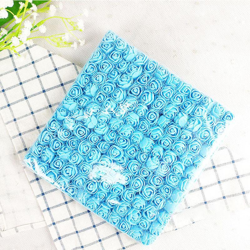 

144 шт. Искусственные цветы Мини пенопластовые розы со стеблем Свадебный декор Букет Blue