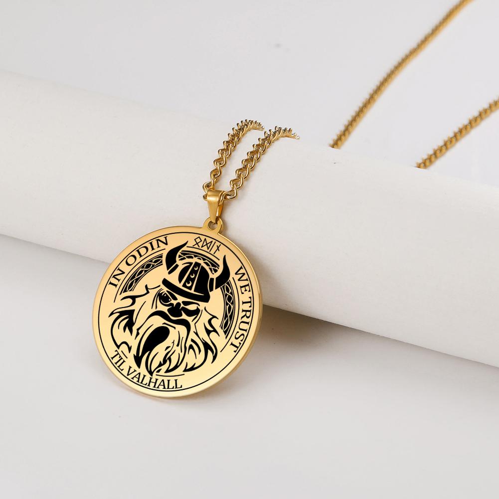Viking Axe Helmet Pendant Tomahawk Necklace Odin Raven Slavic Amulet Norse Warrior Mythology Stainless Steel Jewelry