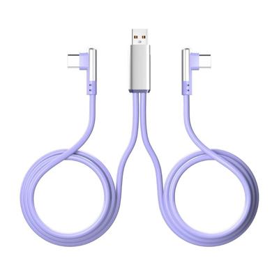 Flexible Silicone Double Type C Charges Cord 2 In 1 Splitter Design Supports 6amp Super Fast Charging & Data for Homes