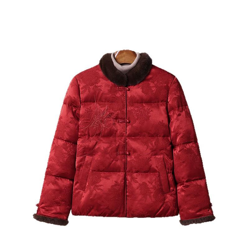 2026 Year of the Horse Benmingnian Winter Down Jacket for Middle-Aged and Elderly Women - New Chinese Style Tang Suit Outerwear