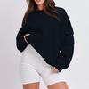Women's Fashion Casual Solid Color Autumn And Winter Loose Round Neck With Pocket Pullover Sweatshirt Top