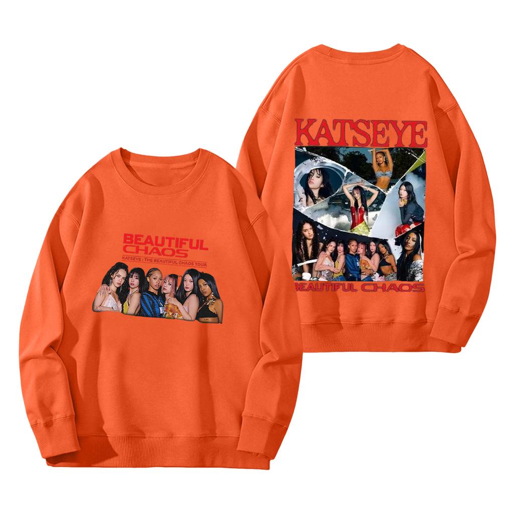 Women's Fashion Long Sleeve Print Round Neck Loose Pullover Sweater Top