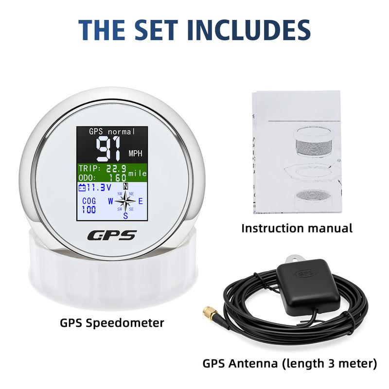 85mm Digital GPS Speedometer For Car Truck Boat Motorcycle Speed Gauge with GPS Antenna Odometer Trip MPH Knots Km/h TFT Screen