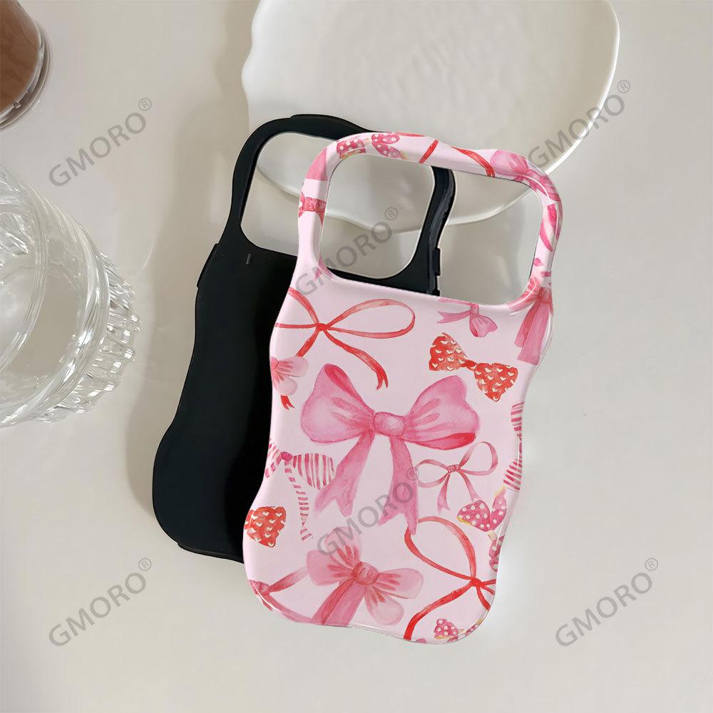 Europe and the United States Hot-selling Full-screen Bow iPhone15 Film Two-in-one Apple 17Pro Large-hole Wave Mobile Phone Case