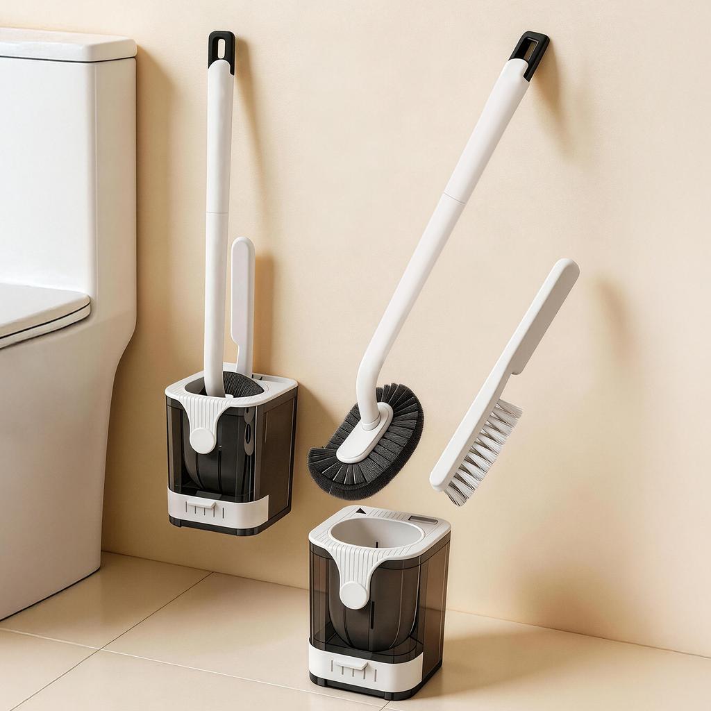 Toilettenbürste ohne Sackgassen Neue wandmontierte Toilettenbürste mit Halterung Haushalts Badezimmer Reinigungsartefakt