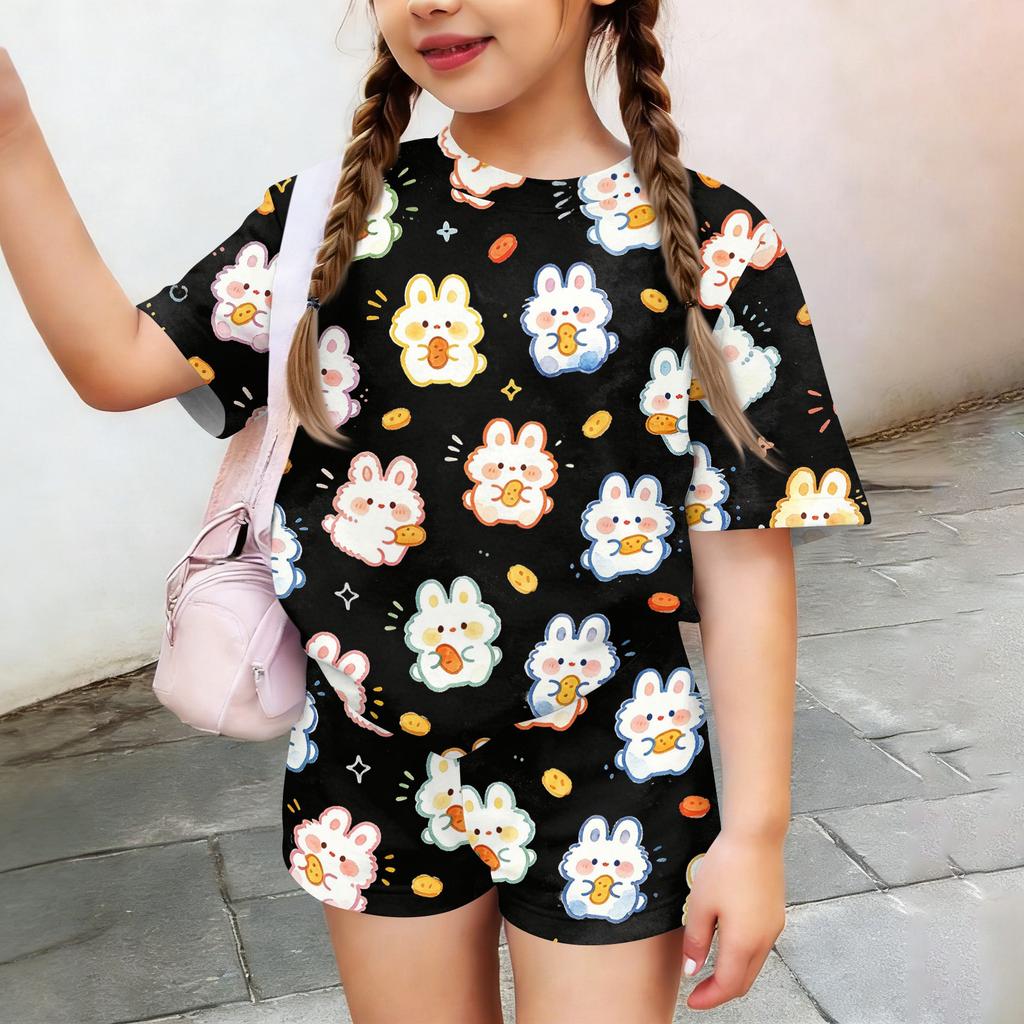 Kids Casual Short Sleeve Shirt and Shorts Set Animal Print Comfortable Lightweight Summer Outfit for Boys and Girls