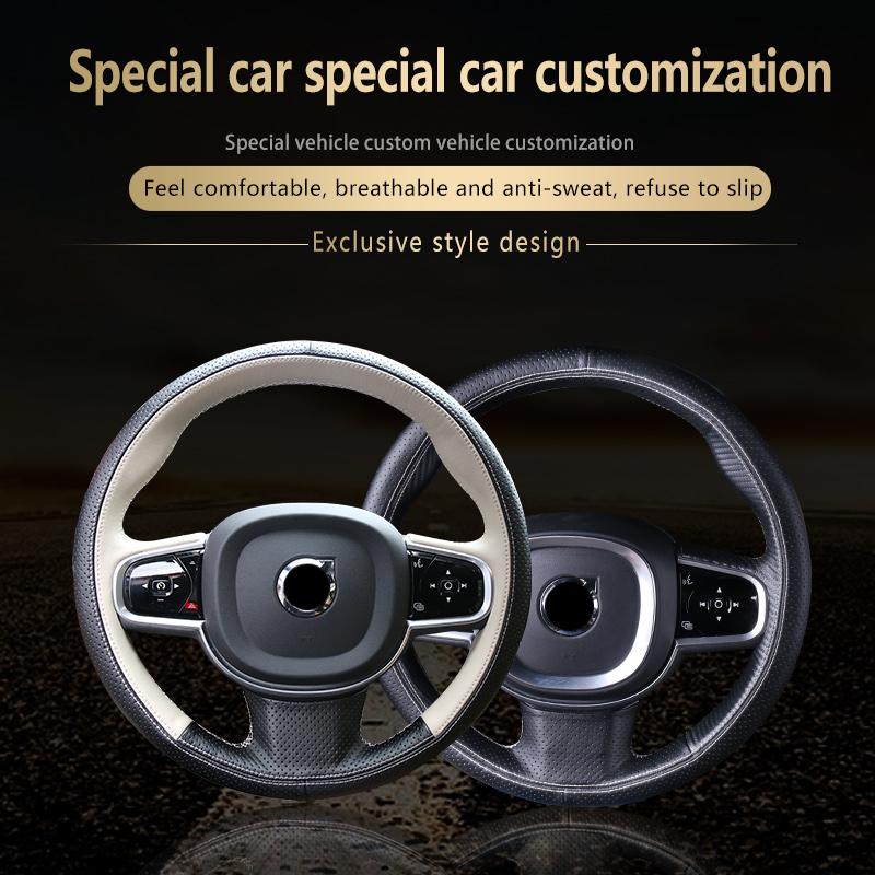 For Volvo 2017- S90 Xc90 Hand-stitched Steering Wheel Cover 2018 XC60 Leather Hand-stitched Steering Wheel Cover V90 S60