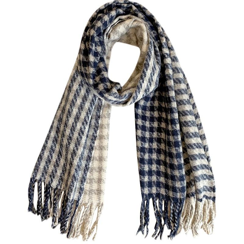 Houndstooth Plaid Ins Scarf Women's Autumn and Winter New Korean Version Versatile Student Shawl Warm Scarf Men's Trend