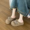 Women's Fashion Baotou Slippers Spring New Suede Round Head Deep Mouth Thick Anti-slip Wear-resistant Flat Shoes