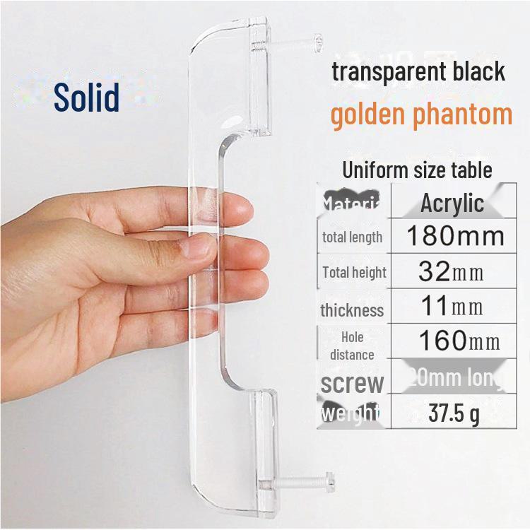 

180 мм прозрачная акриловая ручка для шкафа, для дверей и ящиков прозрачный