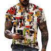 New Design Men's T-shirt Iron Chain Black and White Colorful Painting Style Short Sleeve T-shirt High Quality Fat