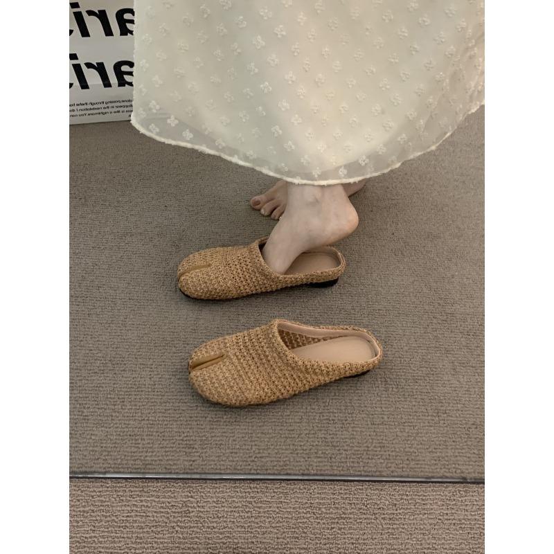 Breathable Woven Toe Caps Half-slipper Shoes Single Shoes Versatile Shoes Flat Shoes