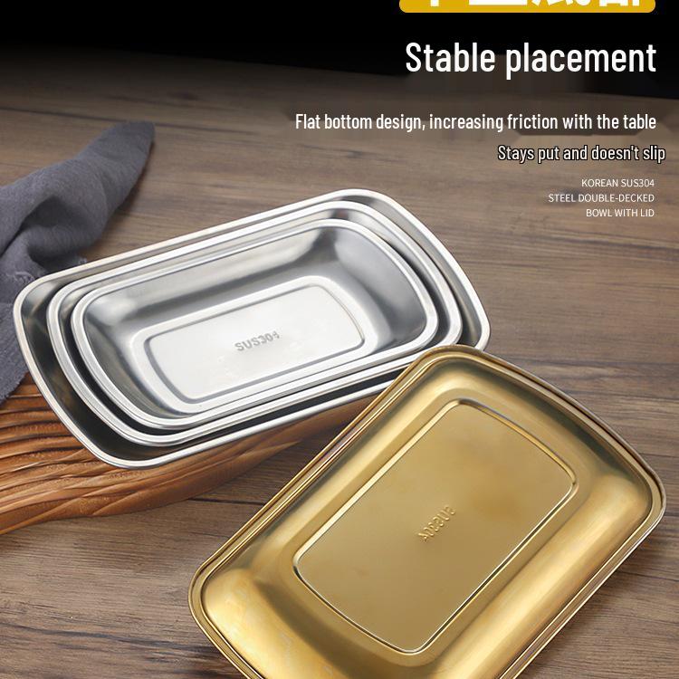 304 Stainless Steel Korean Snack & Barbecue Rectangular Plate