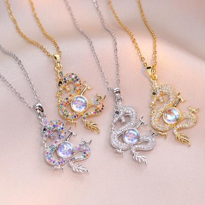 Luxurious Dragon Pendant Necklace for Women 2024 New Stainless Steel Chain Jewelry Party Accessories