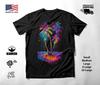 Tropical Palm Trees Neon Graphic T-Shirt Black Unisex S-2XL