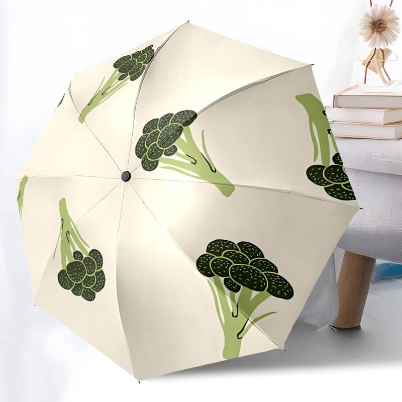 

1pc Broccoli Pattern Automatic Folding Umbrella - 8-Rib Durable Iron Frame, Compact Portable for Daily Travel yy251205017