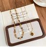 Retro Tiger's Eye Stone Natural Stone Beaded Necklace Set Women's New Light Luxury Fashion Collarbone Chain Temperament Sweater Chain