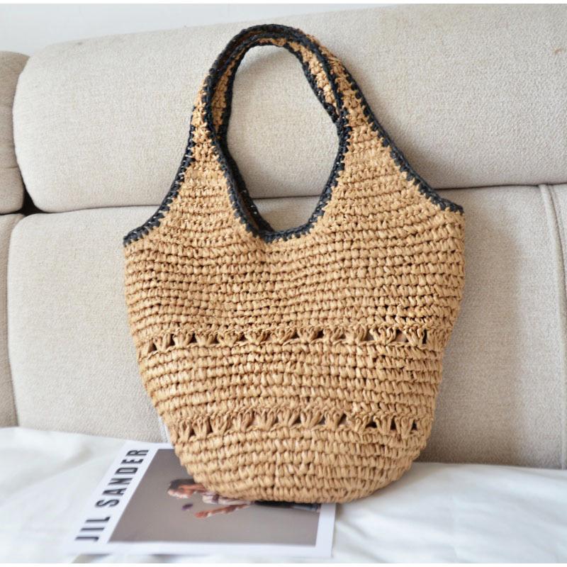 Large Capacity Straw Bag For Women Woven Straw Tote Bag Fashion Handmade Boho Shoulder Bag High-end Seaside Vacation Beach Bag