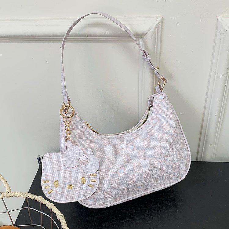 Cute KT Cat Crescent Armpit Bag Korean Chic Single Shoulder Crossbody Bag for Women