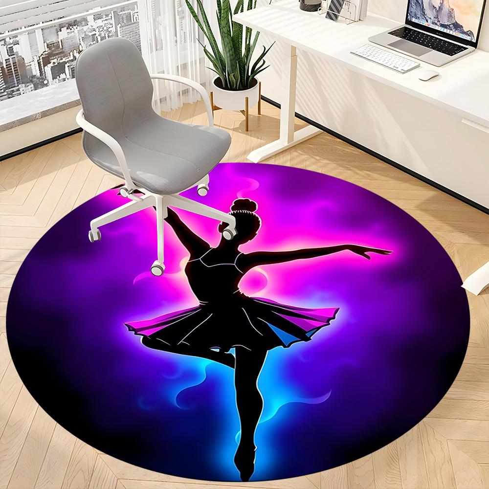 1pc Dance Art Office Round Area Rug, Indoor Mat Suitable ForOffice, Under Office Chairs Bedroom Living Room Home Decor, Room Deco D006