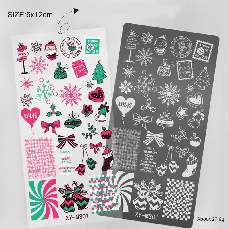 Nägel Stempelvorlagen Weihnachtsserie Nägel Kunst Stempelplatten Schneeflocken Nägel Platten Maniküre Druckschablonen
