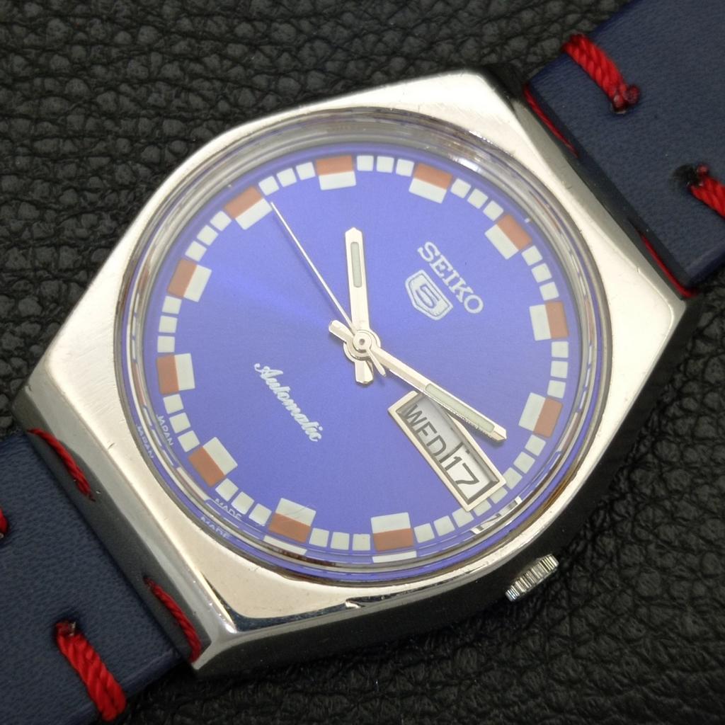 VINTAGE SEIKO 5 AUTOMATIC 6319A JAPAN MENS BLUE COLOR DIAL WATCH A701436-5 R206b-a701436