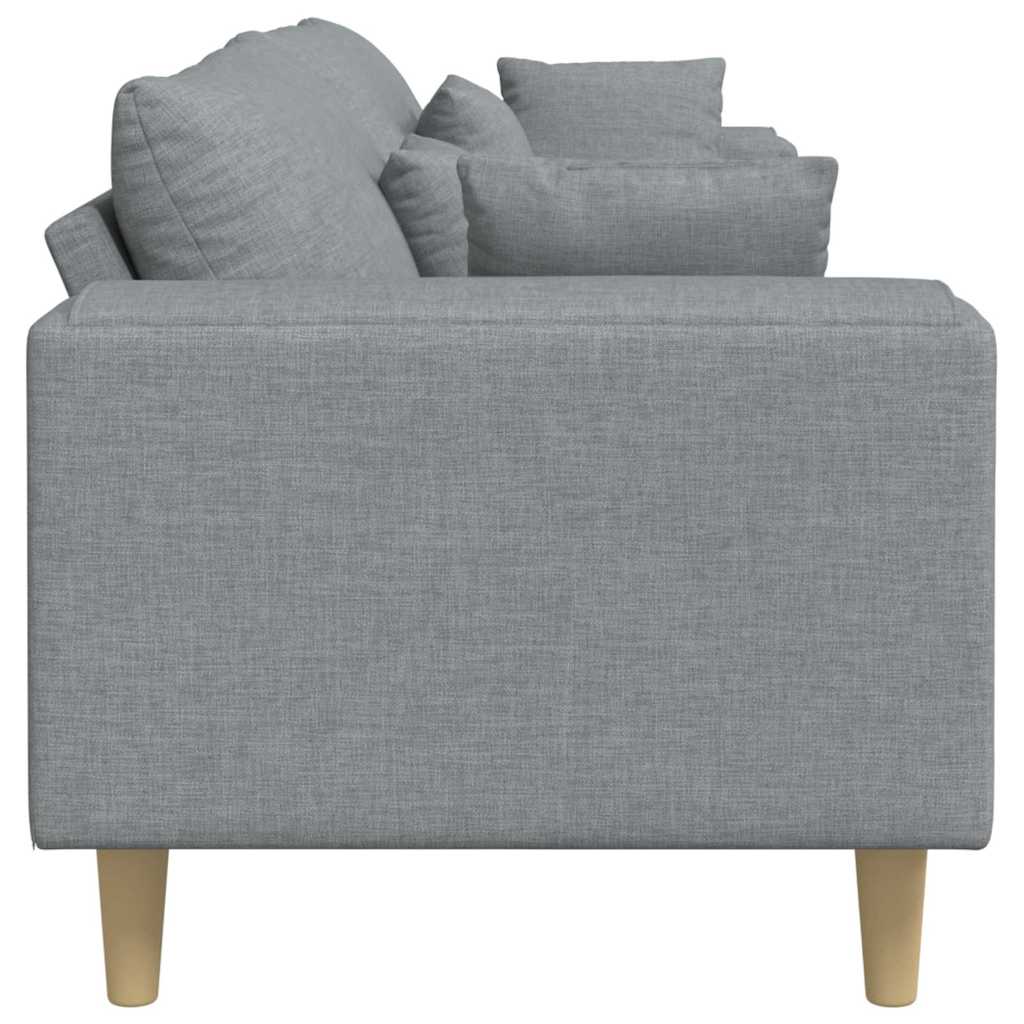 4 Seater Sofa with Cushions Light Grey 250 X 77 X 76 Cm Fabric