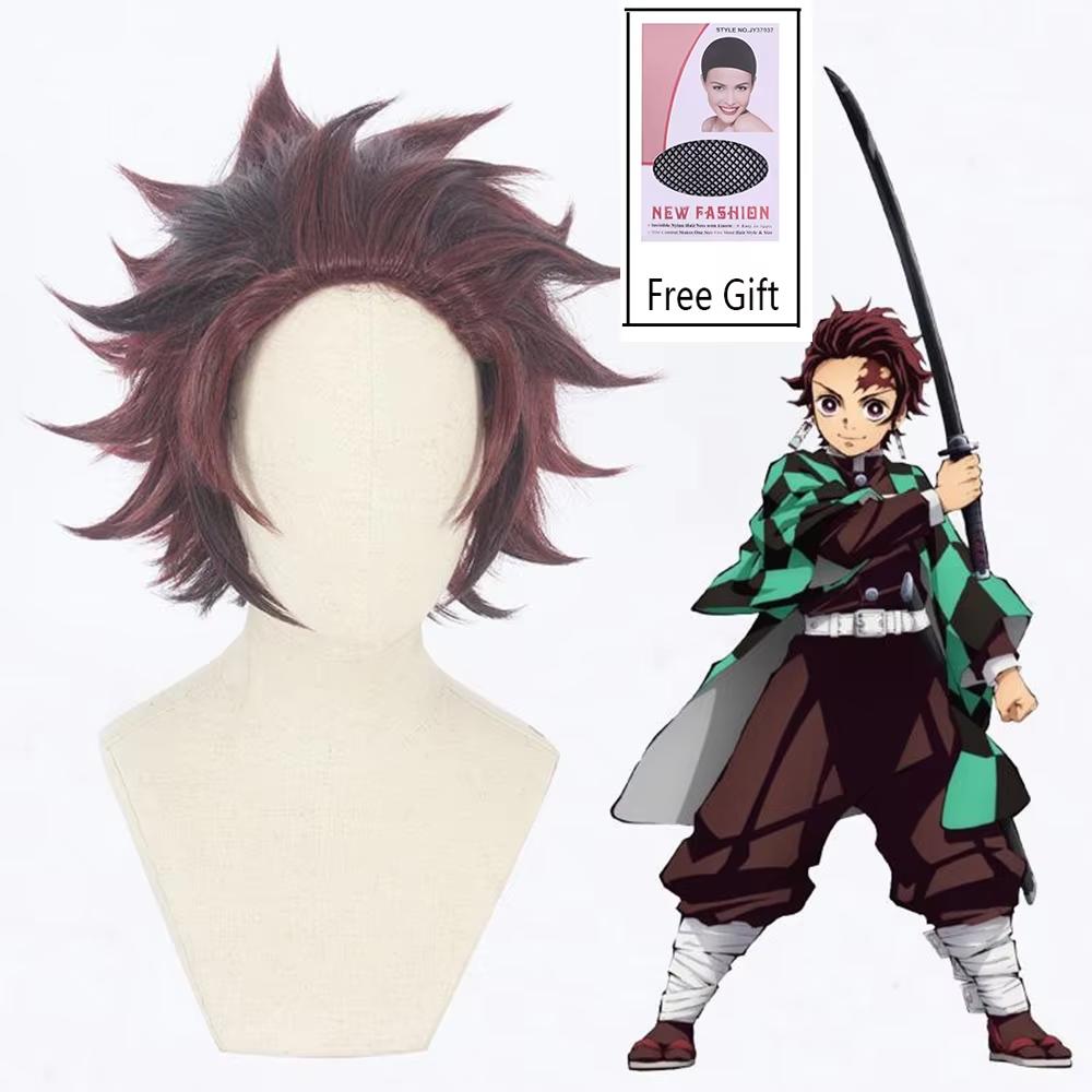 Anime Demon Slayer Kanroji Mitsuri Kimetsu No Yaiba Donne Cosplay Parrucca Verde Rosa Capelli Colorati Trecce Parrucche per Capelli Parrucca Sintetica