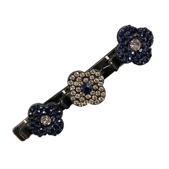 

Заколка для волос, заплетенная в косичку, двухслойная заколка для волос в форме цветка, заколка для волос с нескользящими зубцами, сверкающий блеск, аксессуар для волос G