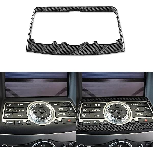 2 Stück Radio-Konsolen-Panel Kohlefaser-Aufkleber-Abdeckungs-Kit AC-Knopfrahmen für Infiniti G37 2008-2013 G35 2007-08 G25 2011 2012 Q60 2014 2015 (Stil B.)