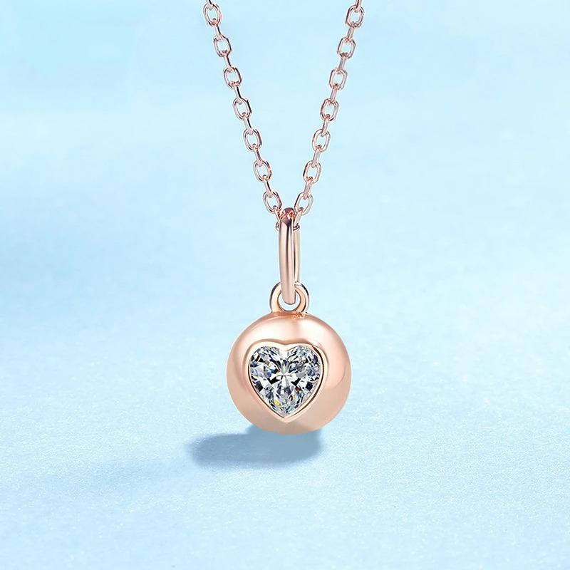 

Lover Valentine s Day Rose Gold Necklaces Daughter Christmas Gift Heart Moissanite Diamond Women Wedding Girl Birthday 45cm&18K Rose Gold