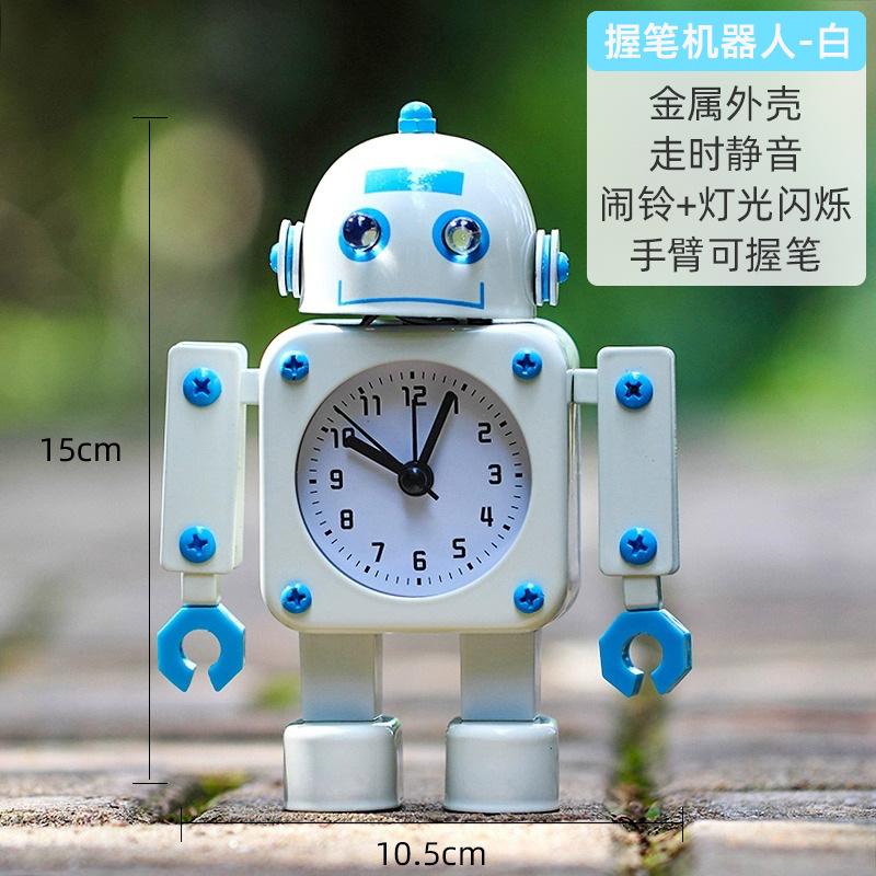 Creative Robot Decorative Clock Korean Cartoon Boy Alarm Clock Quartz Silent Decorative Watch Bedroom Decoration Ornaments