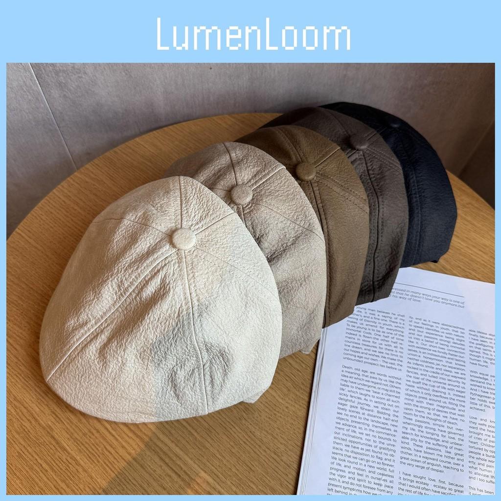 Color Solid Fashion Retro Leather Cap Women Autumn Spring Protection Sunlight