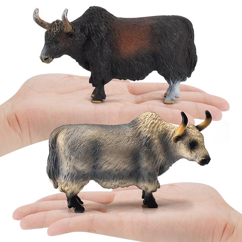 Simulated Animal Gray Brown Consumption Cow Model Ornament Set Desktop Ornament For Educational Play And Kids Collection