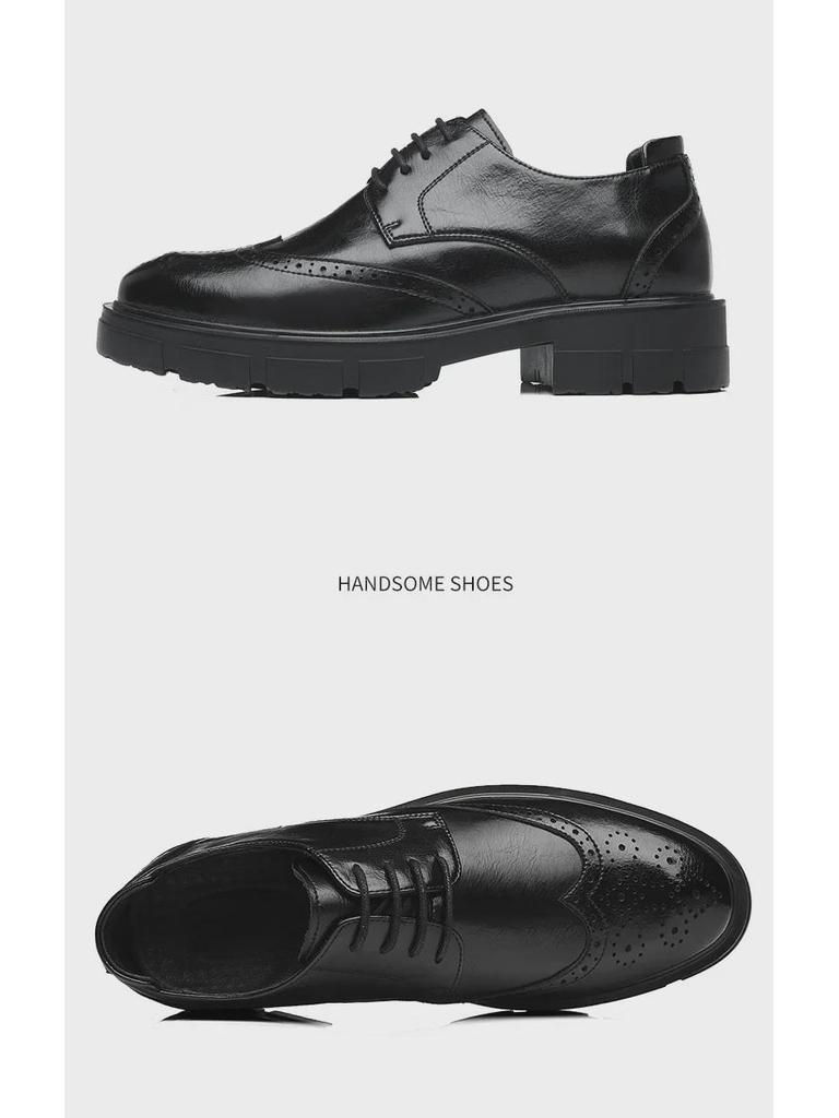 Men's Leather Height-Boosting Shoes: 10cm Business, 8cm British Style Wedding Options