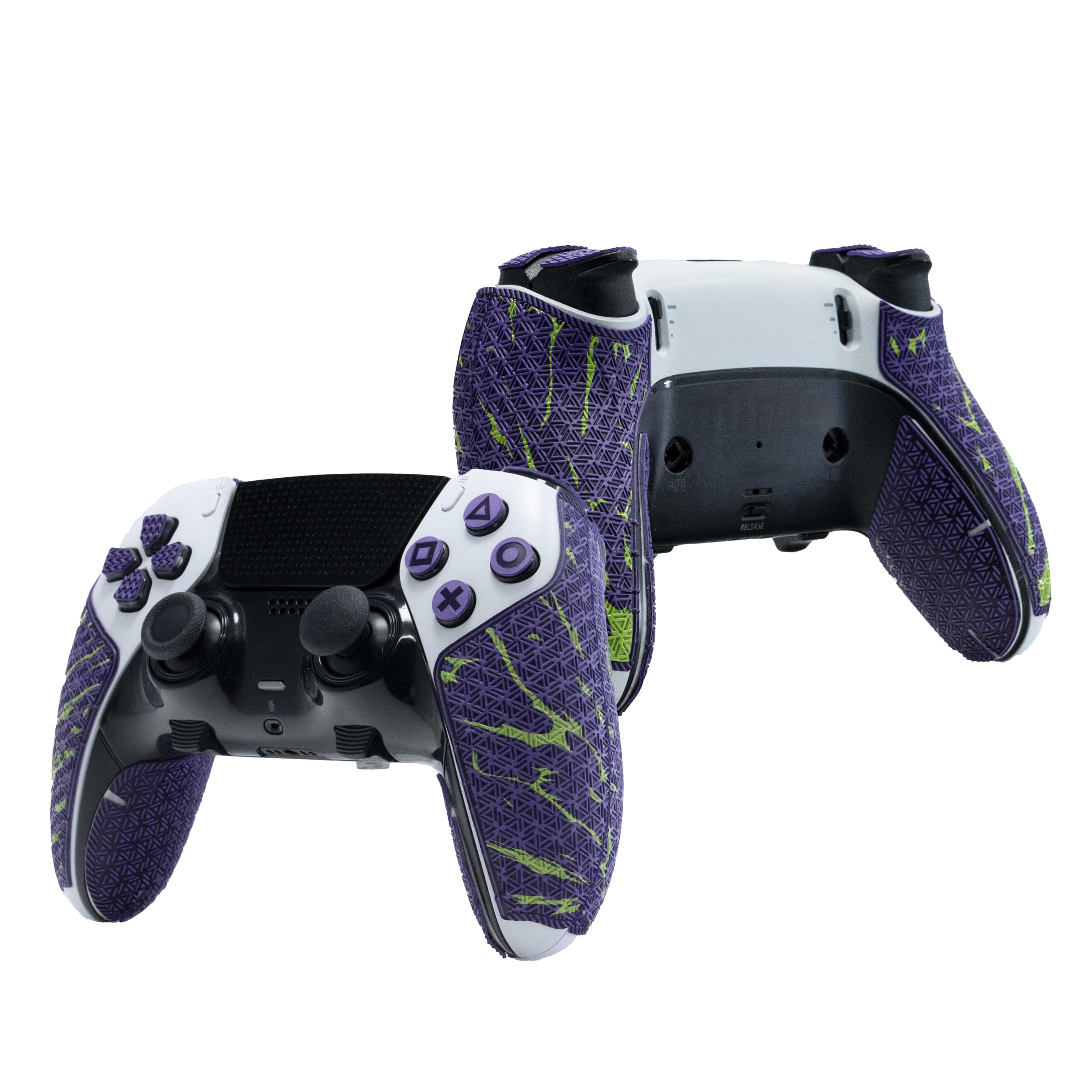 

PS5 DualSense Edge compatible controller skin sweat grip SHADOW BOOLT grip, kit, anti-slip, multi-texture, absorption, pre-cut tape, (purple & green)