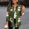 Women's Christmas Print Button Cardigan Long Sleeve Loose Fit Casual Shirt Top