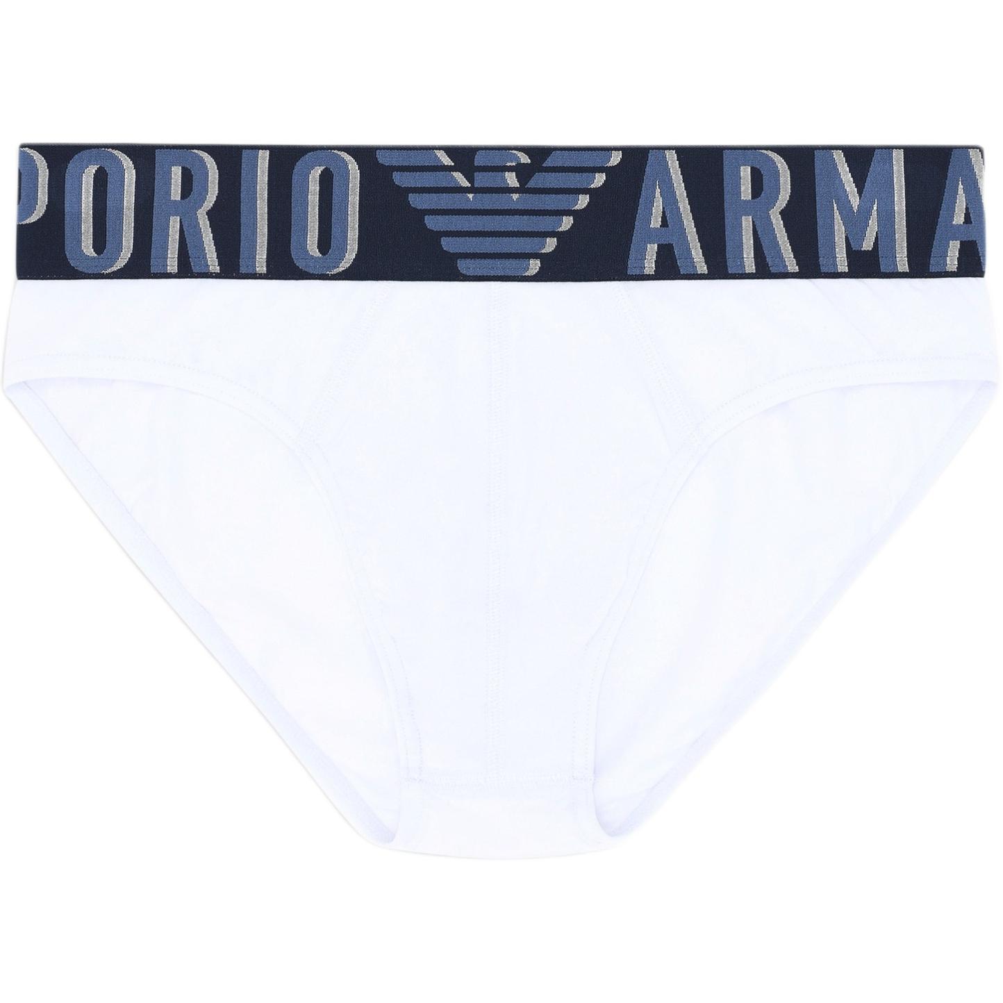 Emporio Armani Эластичная талия Логотип Жаккардовая отделка Треугольное нижнее белье Мужское нижнее белье Белый EM000229-AF10772-U0002 XL