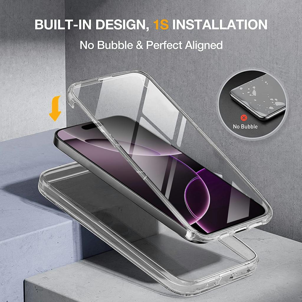 For iPhone 17 Case TPU Frame Clear Acrylic Back Phone Cover with PET Film