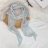 Long silk scarf neck high-end decorative scarf multi-functional floral headscarf headband hair tie waist belt streamer