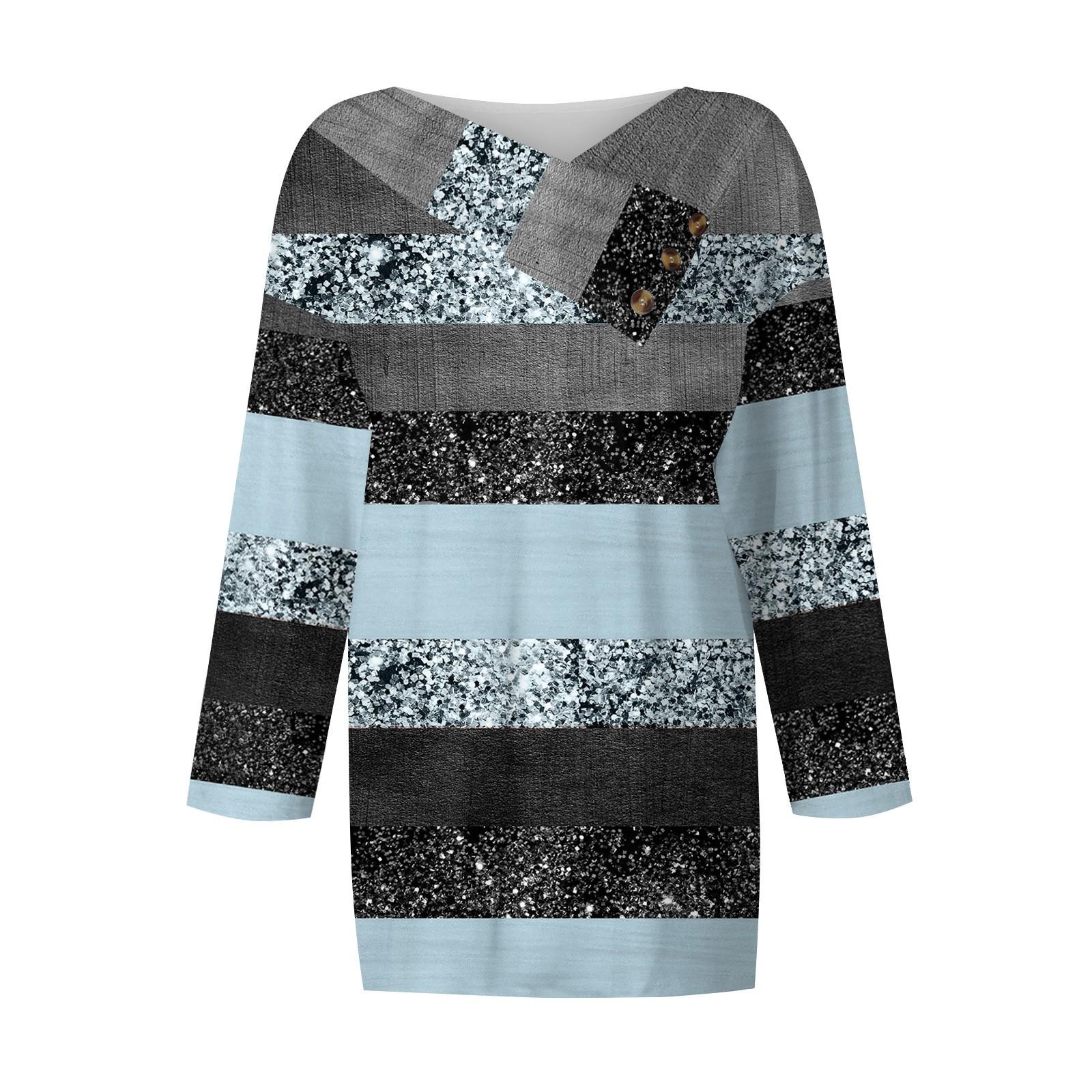 

Жіночі топи Повсякденні ґудзики Сорочка з рукавами 3/4 з принтом Модні блузки в стилі печворк Трійники S