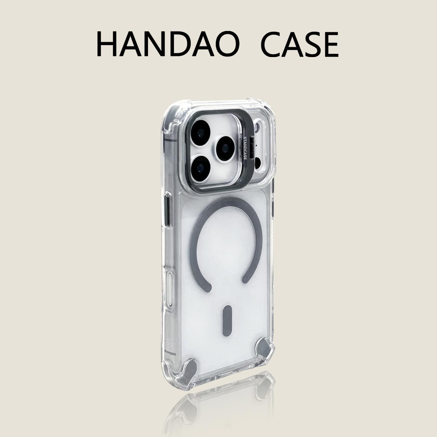 

iPhone 17 Pro Max Clear Magnetic Drop-Proof Case with Metal Lens Stand for Apple 16 16