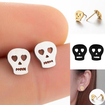 Exquisite Stainless Steel Skull Earrings: Halloween Trendy Ear Jewelry