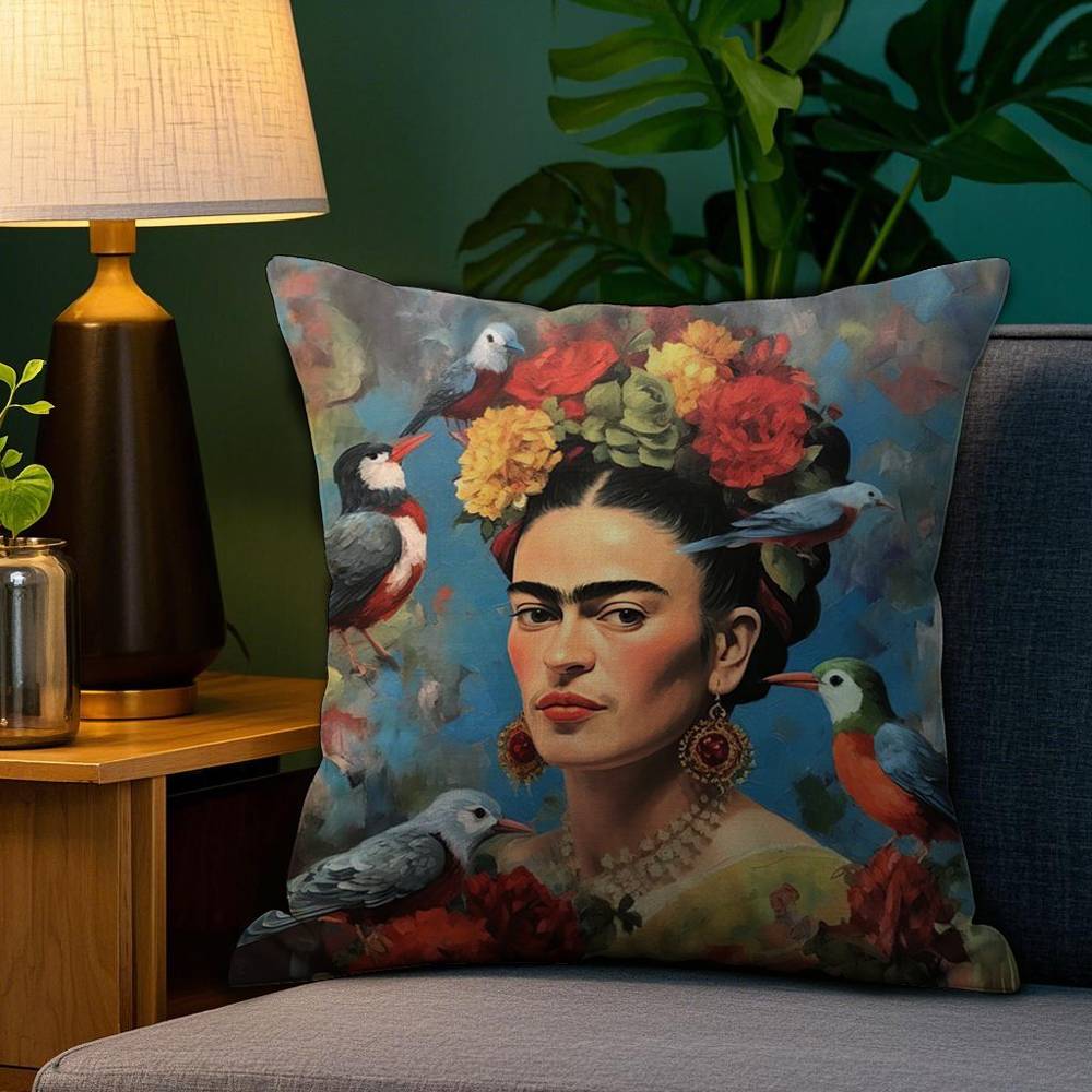 

F-Fridas Painting Art Pillow Case Plush Fabric Soft Double Sided Print Sofa Cushion Cover Throw Pillow Covers 18x18Inch