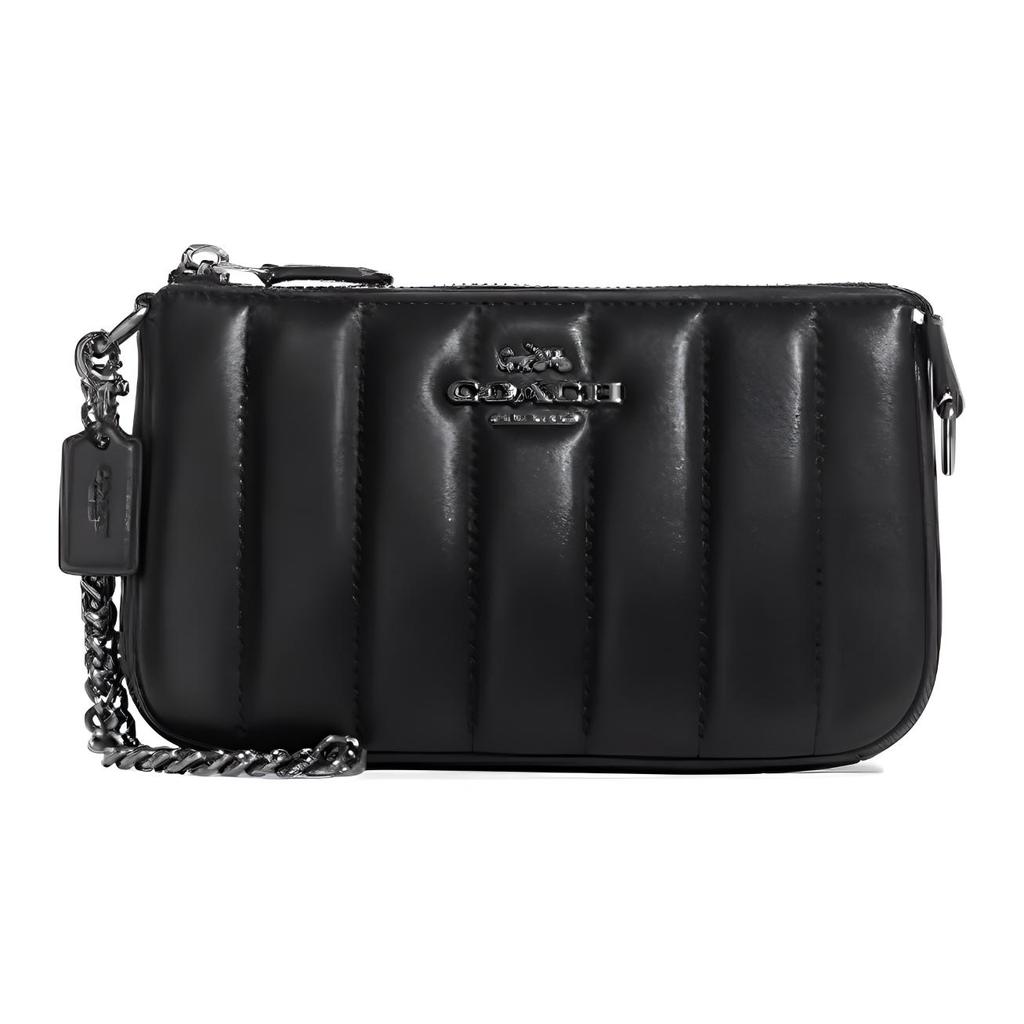 Coach Nolita Napa Leather Smooth Leather Quilted Zipper Clutch Bag Women Clutch Black C8302-QBBK